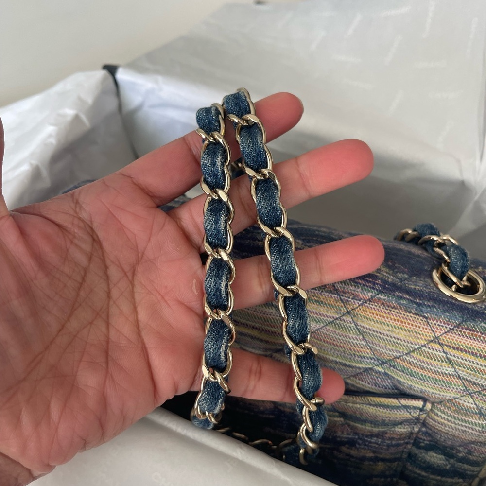 Chanel Blue and Gold Quilted Crossbody Bag Mini - Picture 13 of 15